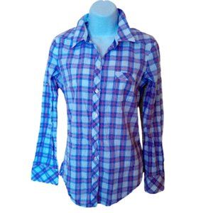ESPRIT Vintage Purple White Checked Shirt US Medium